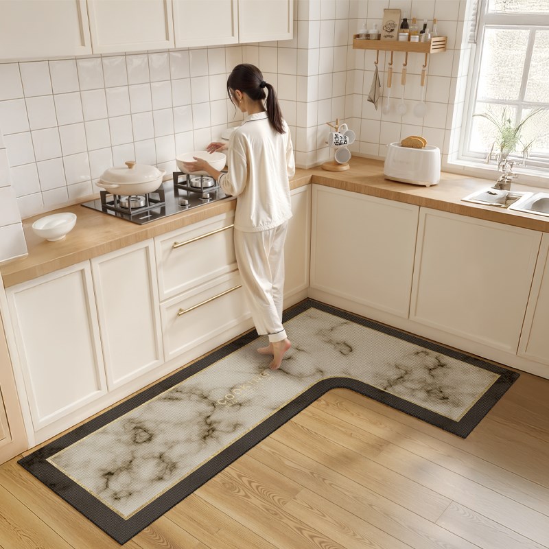 厨房地垫L型防滑防油可擦免洗2024新款7字P型吸水吸油耐脏地毯垫