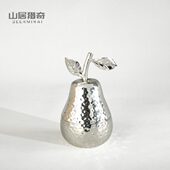 新中式 梨盒工艺品 居家饰品摆件金属铝首饰盒 卧室梳妆台装 饰盒子