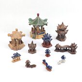 陶瓷亭子凉亭六角亭上水石头假山盆景微景观鱼缸造景装 饰品小摆件