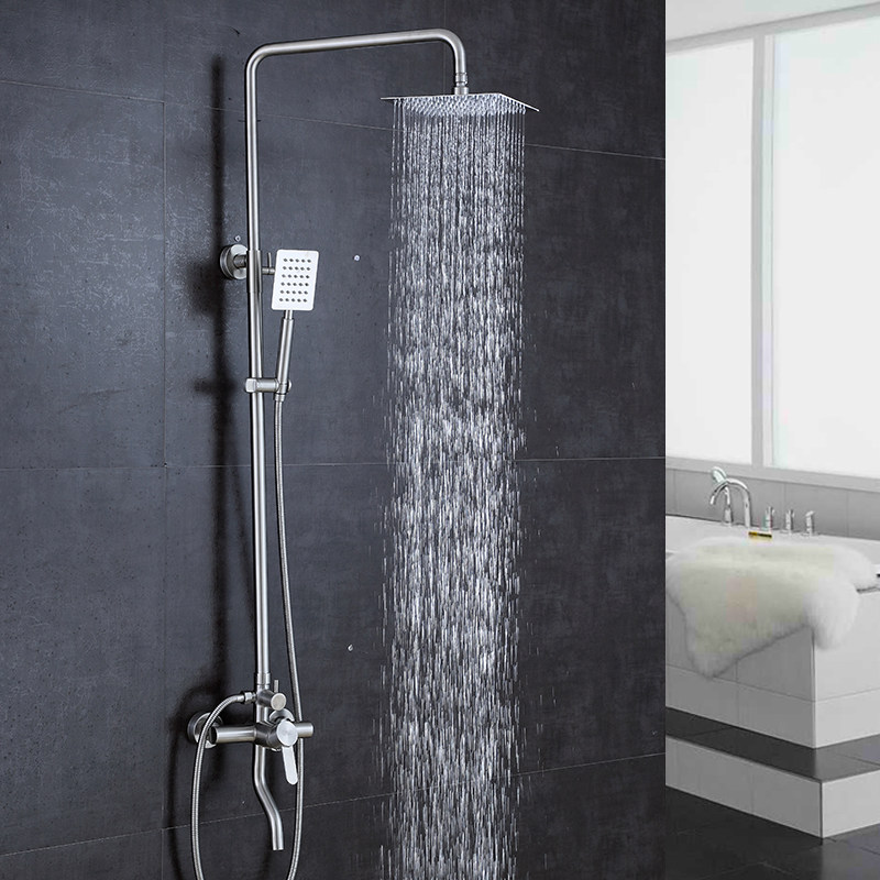 百晋 304不锈钢淋浴花洒套装升降淋浴器挂墙式淋雨喷头混水阀