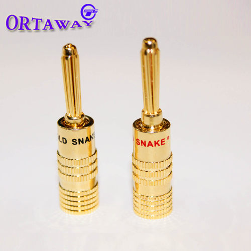 发烧纯铜香蕉头接头音箱插头音频功放音响线插头4mm喇叭线配件