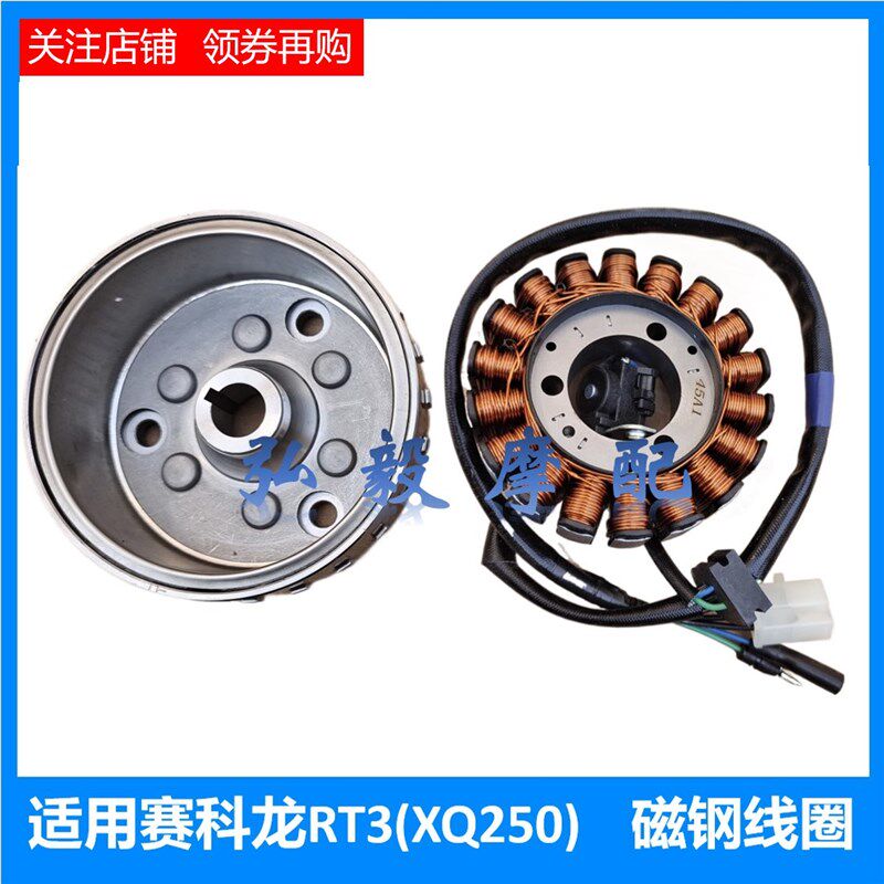 适用赛科龙RT3原磁电机线圈 宗申XQ250T-3原装磁钢磁电机转子磁钢
