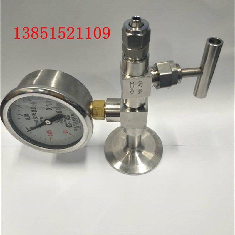 KF16/KF25卡盘针阀带真空表 KF快装针阀快拧接口  KF转快拧接头