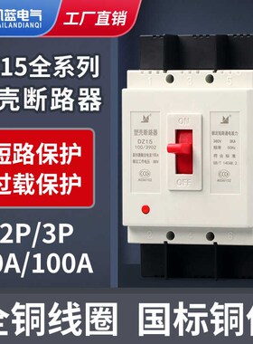 塑壳断路器DZ15-40/390空气开关2P3P4P32A40A63A100A三相总闸380V