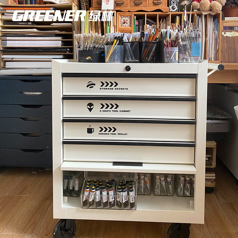 GREENER收纳车画材工具收纳柜抽屉式多层移动工业风储物柜置物架