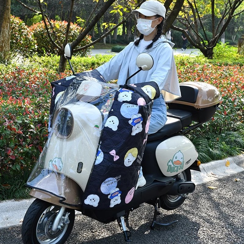 电动车挡雨板电瓶摩托车前挡风板防晒罩L防水手把套可折叠护腿冬