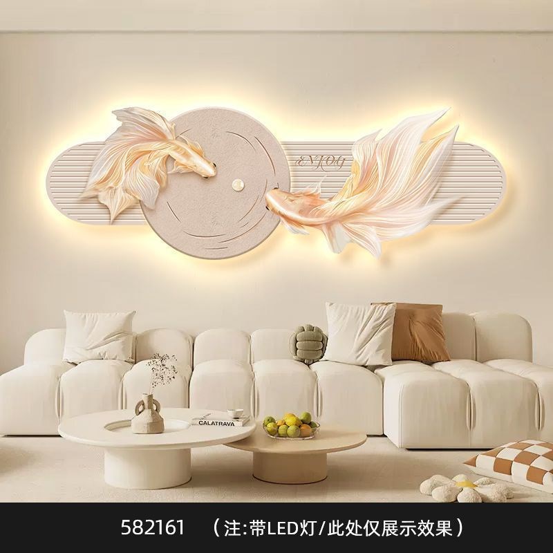 客厅装饰画发光lemd灯画现代简约高级沙发背景墙挂画卧室床头壁画