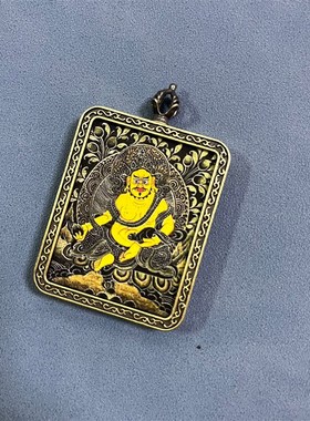 非纯手绘a黄财神唐卡吊坠厂家景区夜市地摊招财配饰纪念品代发