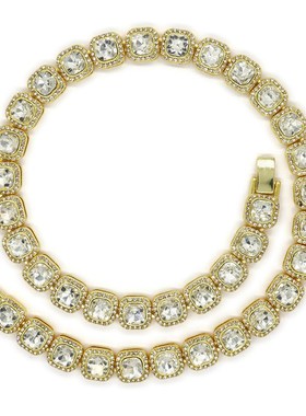 13mm合金古巴项链时尚OL方块冰糖满钻链cuban link欧美X嘻哈Chain