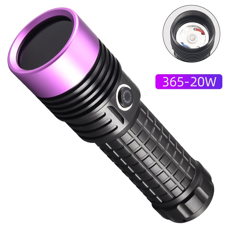 60W大功率紫光手电筒uv黑镜紫光灯批E发珠宝荧光防伪油污检测365n