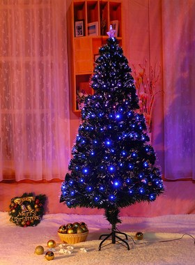 圣诞节新款绿色红蓝无极灯光纤树圣诞发光道具ledX店铺商场