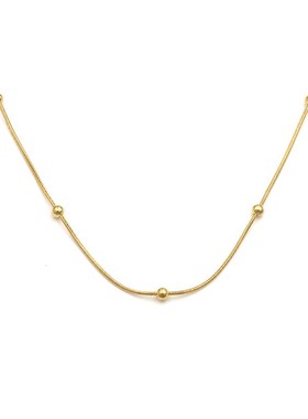 欧美热销ins风钛钢锁骨链女高级感轻奢18k金间珠蛇骨Z链项链饰品