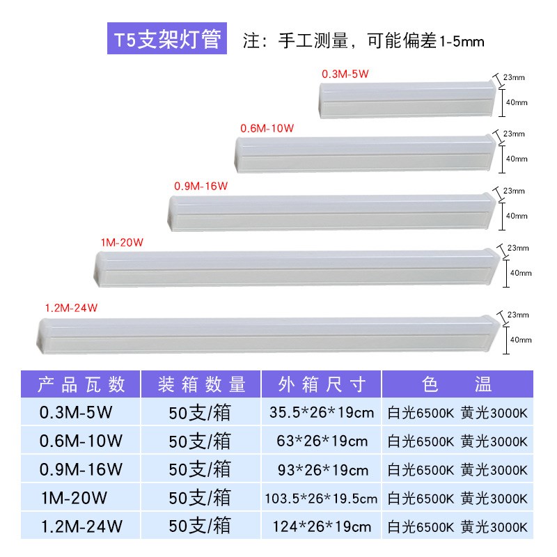 led日光灯管 全o套T5T8一体化支架灯节能超亮家用长条1.2m灯管