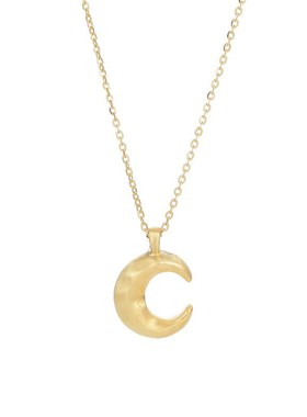 S925银质感磨砂月亮吊坠项链女夏季简O约小众韩版锁骨链配饰