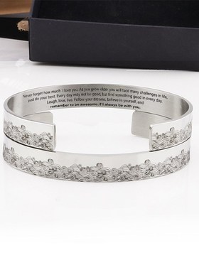 remember to be sawesome10MM不锈钢开口手镯流行简约手环礼物