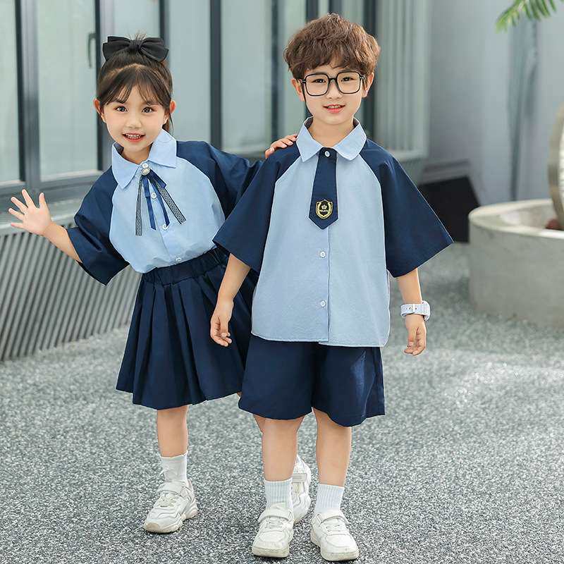 男女童夏季学院风套装2024年新款儿童班服洋气宝宝表演出服两件套