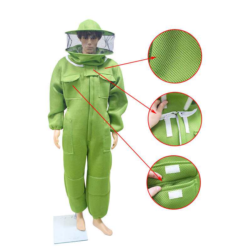 绿色3D透气网眼蜜蜂防护服防蜂服全套连体蜂衣专用防蜜蜂衣服防护