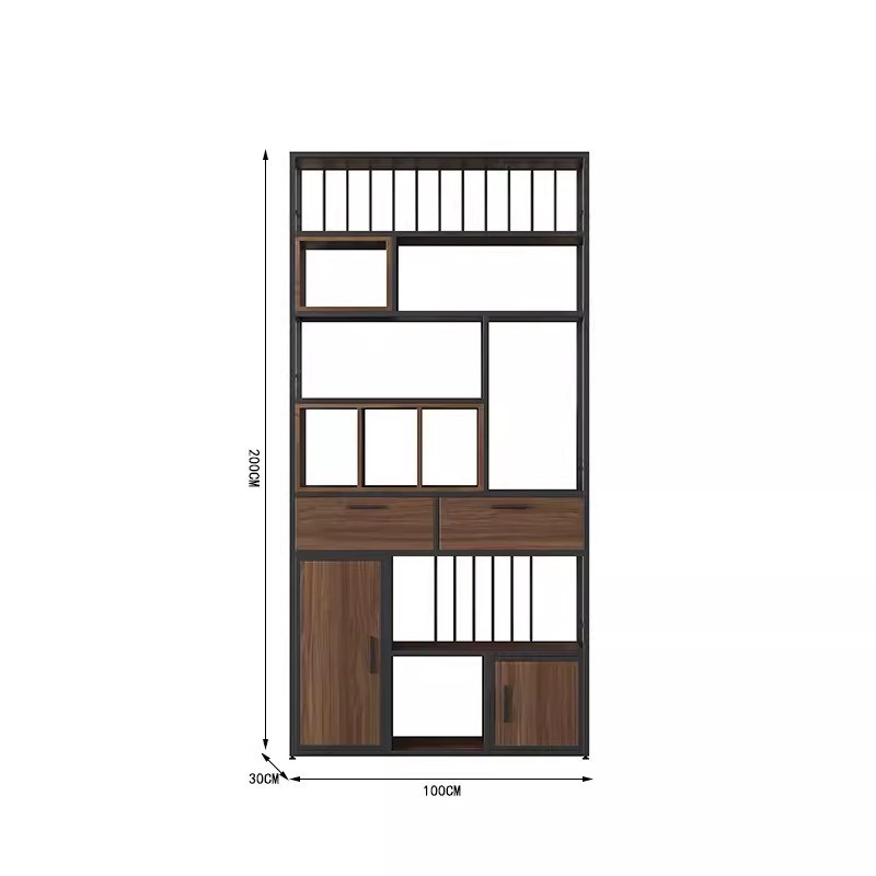 新中式铁艺博古架落地书架展示柜办公室隔段置物架餐厅茶室展示架