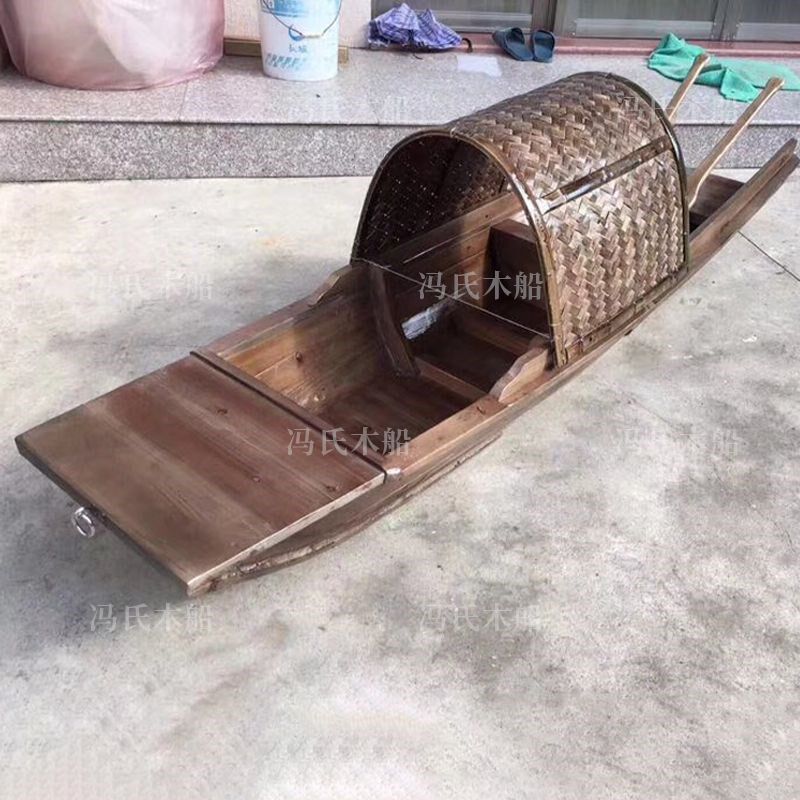 木船渔船实木水上仿古乌篷船手工装饰吊顶船观光旅游电动游船户外
