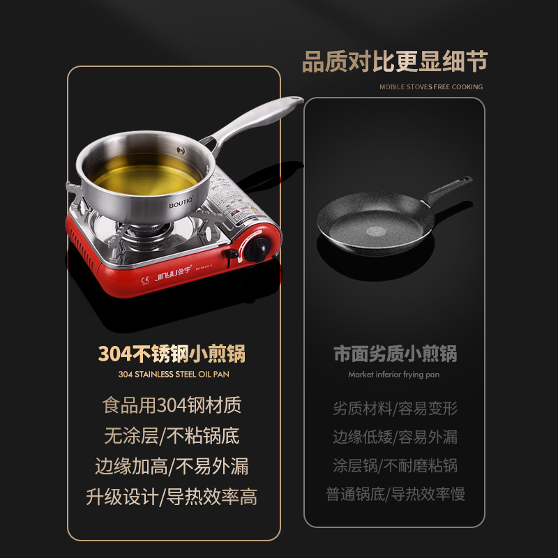 迷你小煎锅304不锈钢平底锅家用无涂层婴儿宝宝辅食锅煎饼煎蛋锅