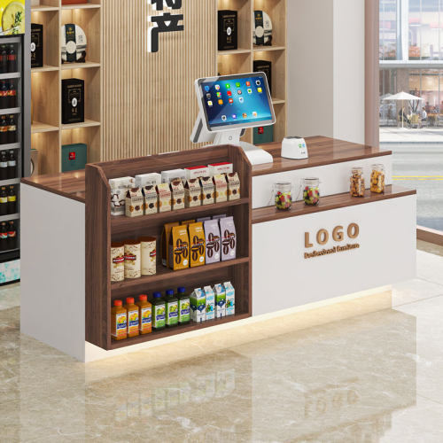 超市收银台店铺小l型吧台便利店柜台桌零食店展示柜转角前台接待
