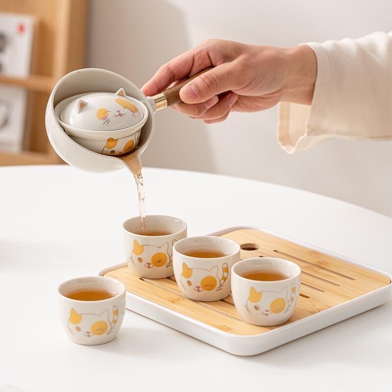 功夫茶具茶壶茶杯套装懒人便携泡茶陶瓷杯子家用旅行神器侧把冲茶