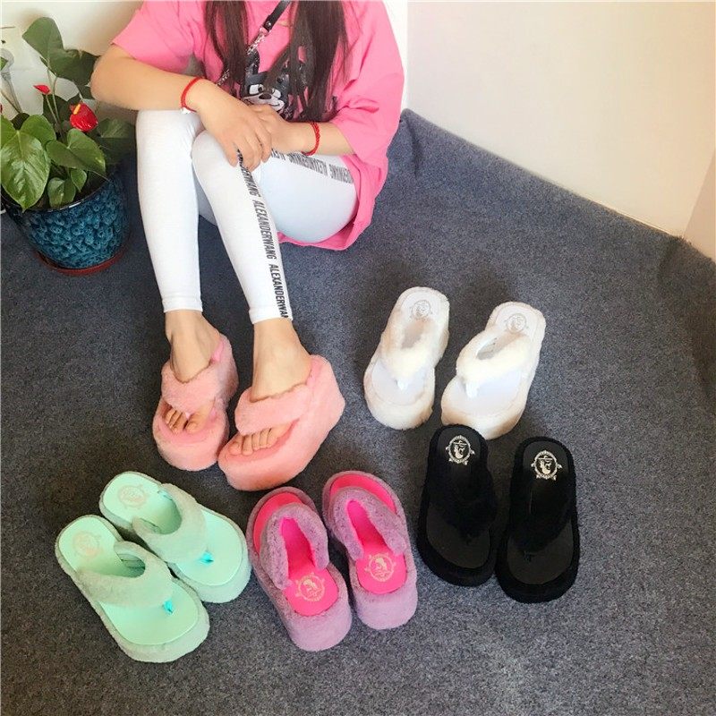 新品人字拖女i夏坡跟防滑超高跟厚底夹脚凉拖鞋夏季松糕凉鞋