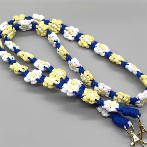 手工编织手机挂绳长款小雏菊花朵挂链时尚结实潮流钥匙扣饰品配饰