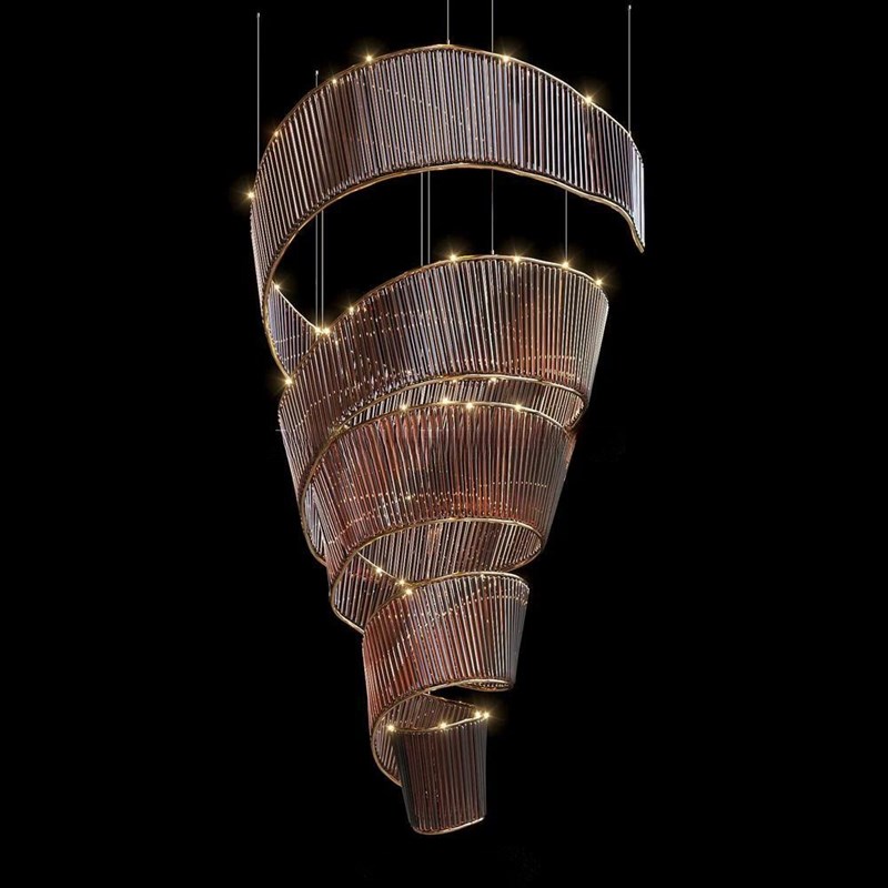 酒店大堂宴会厅飘带吊灯售楼部商场装饰非标工程水晶灯