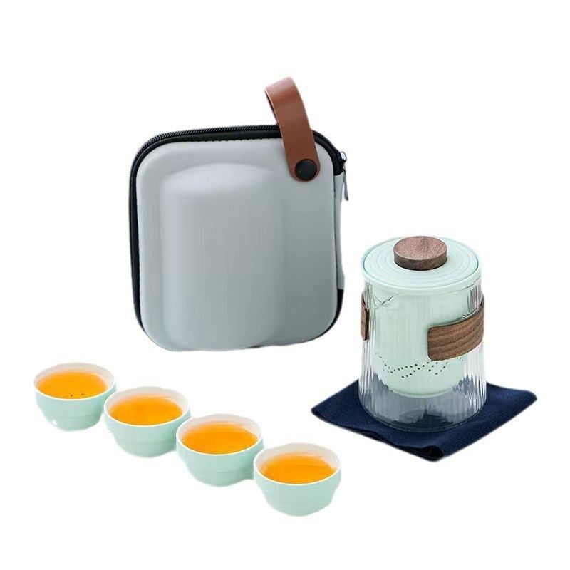 旅行茶具套装茶水分离玻璃杯高档快客杯便携式商务礼品一壶四杯,餐饮具,旅行茶具,淘宝优惠券,粉丝福利购,淘宝优惠卷