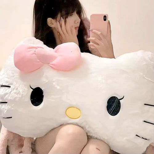 毛绒kt猫靠枕床头靠垫宿舍大靠背垫汽车抱枕可爱女生沙发座椅包邮