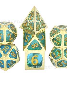 树脂金属铜框骰子克苏鲁跑团 DND龙与地下城多面数字色子dice