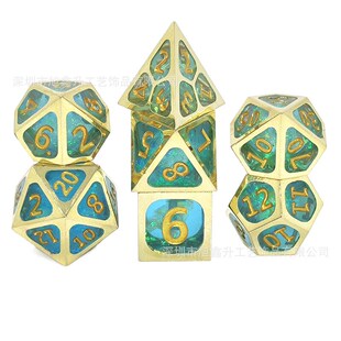 树脂金属铜框骰子克苏鲁跑团 DND龙与地下城多面数字色子dice