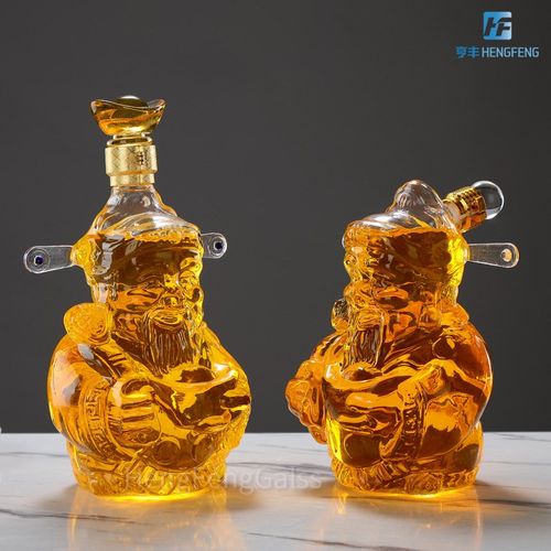 创意财神1000ml玻璃工艺泡酒瓶 财神异型酒瓶工艺礼品酒柜摆设