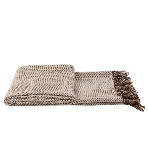 现代轻奢样板间床旗抱枕白米咖流苏搭毯酒店民宿床尾巾靠枕焦糖色