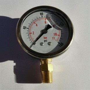 4npt径向 160psi螺纹1 外壳背后63mm不锈钢耐震压力表 压力11bar