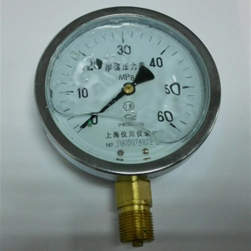 上海仪川仪表厂耐震压力表 yn-100 0~60mpa充油压力计 直径100mm
