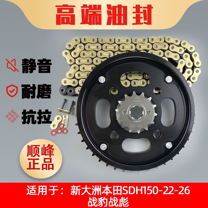 适用新大洲本田SDH150-22-26战豹战彪提速力牙盘静音油封链条套链