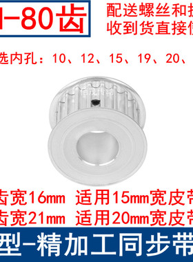 现货HTD同步轮5M80齿AF型内孔10/12/15/19/2025同步带轮齿宽16/21