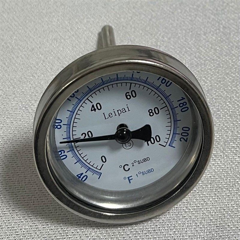 轴向双金属温度计100度直径60mm固定螺纹G1/2杆长50mm100度WSS303
