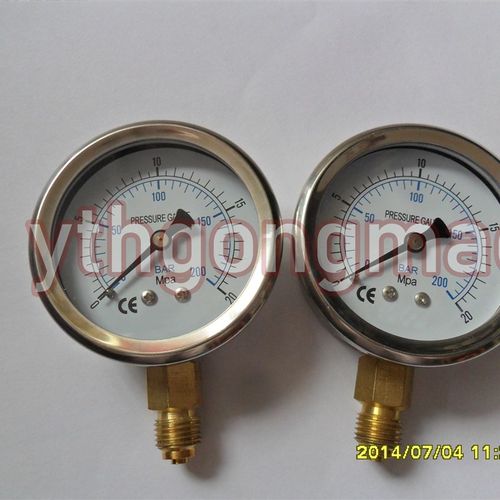 进口款式压力表YN-63 0-200bar/20mpa 水压表,油压表,气压表