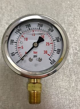 压力表 充油耐震型 30bar 450psi 直径68mm 螺纹ZG1/4 R1/4 径向