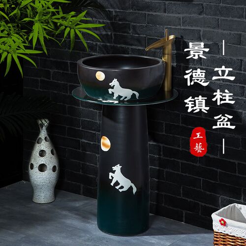 阳台立柱盆室外洗手盆庭院院子洗手池柱式洗脸盆一体式落地洗手台