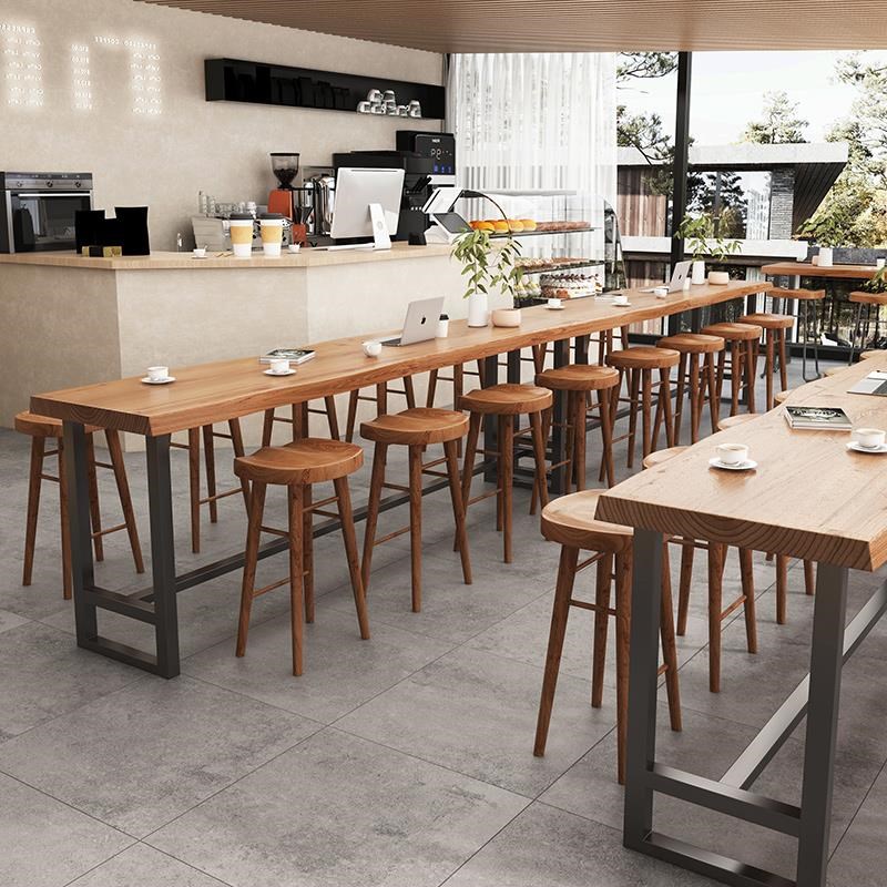 实木吧台桌靠墙窄桌子边桌办公室休息长条桌工业风铁艺吧台高脚桌