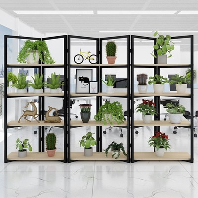 铁艺屏风b办公室隔断置物架餐厅现代简约隔断柜落地花架双面展锦