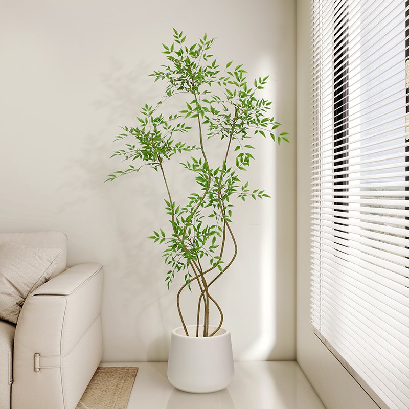 仿真绿植南天竹客厅假花室内仿生植物高级装饰大摆件Z花假盆栽树
