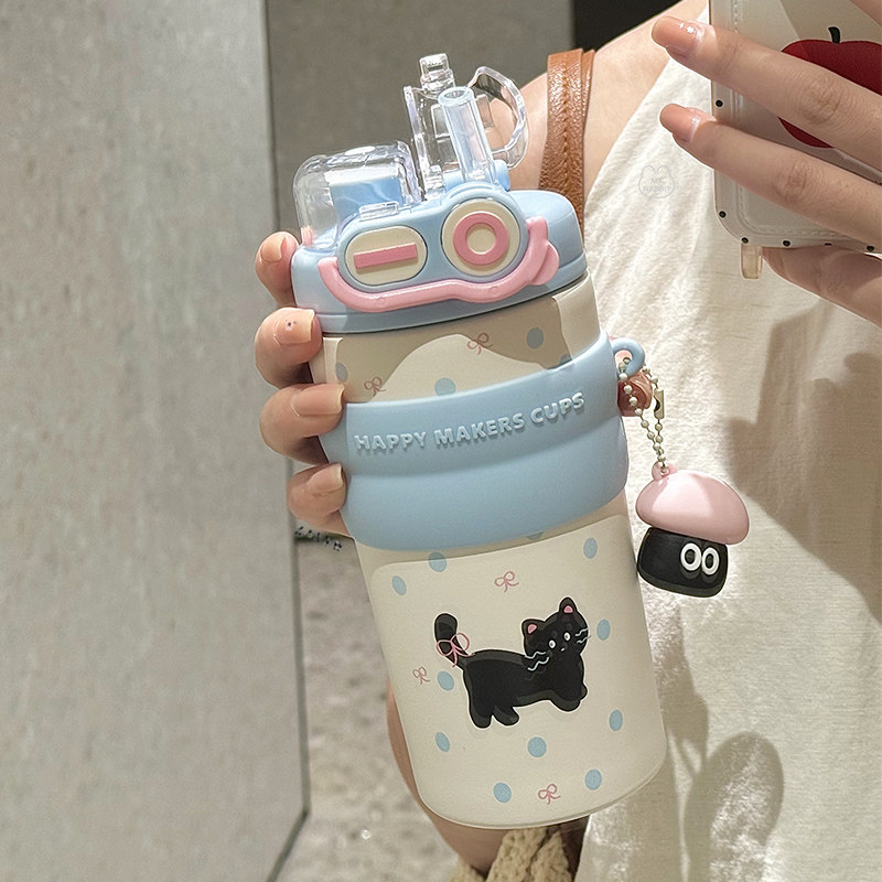 水杯保温杯女2026新款孕产妇儿童不锈钢可爱上学专U用学生吸管杯