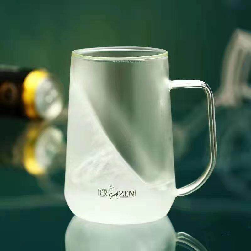 冰冻可结冰啤酒杯即酒杯高y硼硅双层玻璃杯可冻冷新品啤冷杯