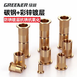 绿林平头拉铆螺母螺帽压铆螺母圆柱盖帽滚花铆钉M3M4M5M6M8M10M12