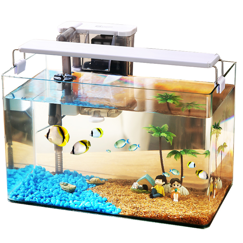 现货新热弯玻璃鱼缸家用客厅桌面造景小型生态懒人免换水自循环水